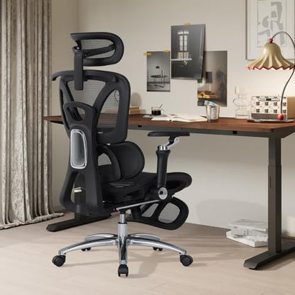 MALOL Ergonomic Office Chair, 400lbs High Back Mesh Desk Chair with 6D Armrests, 3D Headrest, Adjustable Lumbar Support, Seat Depth Adjustment, Tilt Lock, Metal Base & PU Wheels, Black - color: Black