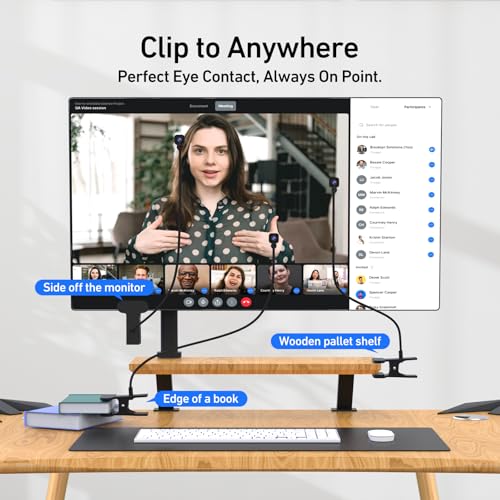 NIVEOLI 4K Center Screen Webcam with Microphone, AutoFocus 4K Middle Screen Webcam USB Type-C/A Adapter, Eye Level Camera Plug&Play (Clamp)