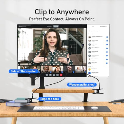 NIVEOLI 4K Center Screen Webcam with Microphone, AutoFocus 4K Middle Screen Webcam USB Type-C/A Adapter, Eye Level Camera Plug&Play (Clamp)