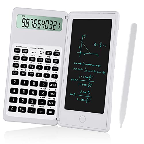 IPepul Scientific Calculators for Students, White Math Calculator with Notepad,10-Digit Large Screen, Classroom Must Haves for Middle High School Supplies & College (White) - color: White