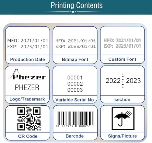 Phezer 1inch/25.4mm Handheld Inkjet Printer P15-1