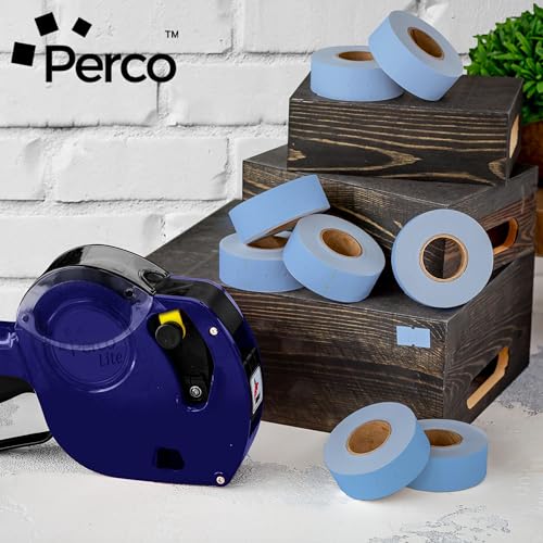 Perco 1 Line Blue Labels - 32,000 Blank Price and Date Gun Labels for Perco Lite, X, Plus and Pro 1 Line Price and Date Guns - 32 Rolls, 4 Sleeves - Made in USA - color: Blue, size: 4 Sleeves