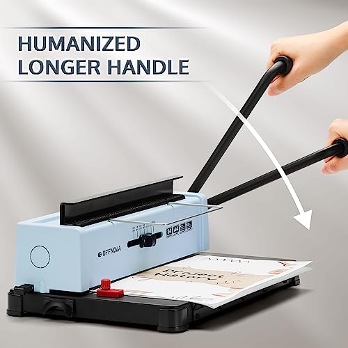 OFFNOVA Wire Binding Machine, 34 - Square Punch Holes, 3:1 Pitch, Punch 12 Sheets Bind 120 Sheets, Book Binder with Adjustable Side Margin, Easy to Punch for Letter Size / A4 / A5 - style: Single-arm