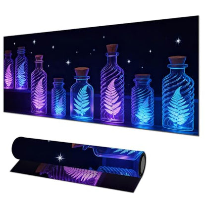 HOMETITUTE Large Mouse Pad 31.5x11.8 Inch Gaming Mousepad Glowing Fern Art Non-Slip Keyboard Desktop Protector Mat XL Mouse Pad for Home Office Laptop Wireless Mice Accessories - color: Glowing Fern Art