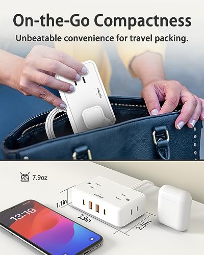 HOPOW 10 Ft Desk Clamp Power Strip（1700 Joules）, 6 Ft No Surge Protector Cruise Ship Power Strip