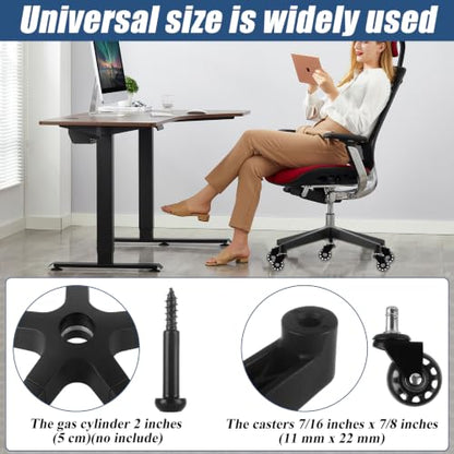 YAYODS 28" Heavy Duty Office Chair Base Replacement with Wheels(Set of 5), Desk Chair Base Replacement Universal Gas Cylinder and Caster Sockets