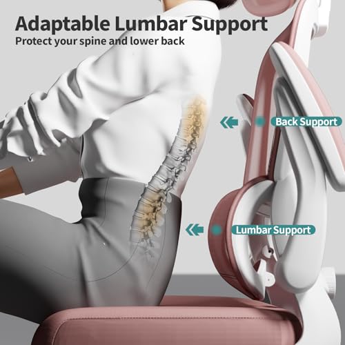 TRALT Office Chair Ergonomic Desk Chair - Gaming Chair with Lumbar Support | 330 LBS Home Office Desk Chairs with Headrest, Reading Chair with Flip-up Armrests, Comfortable Computer Chairs (1, Pink) - color: Pink