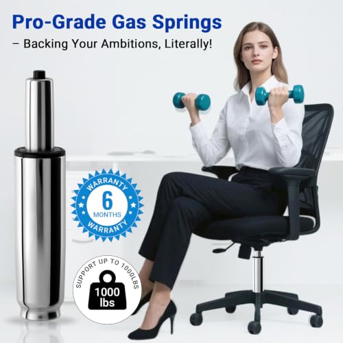 8.4-10.9 Inches Office Chair Cylinder Replacement, TOP-Activated - color: Polished Steel, size: 2.4‘’ Height Range