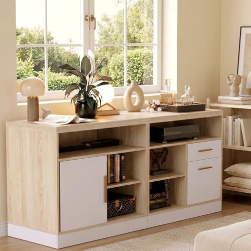 ModernMate 63" Lateral File Cabinet with Lock, 2-Drawer Home Office Storage - color: Light Walnut