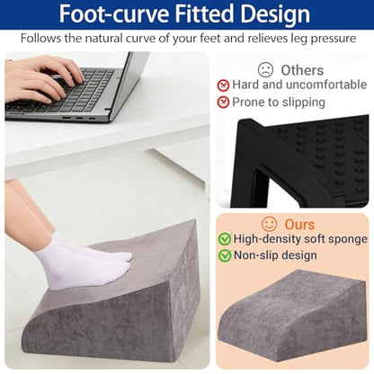 Foot Rest for Under Desk at Work, Ergonomic Under Desk Footrest with Washable Cover for Office, Home & Gaming Leg Elevation Pillow Dark Gray - color: C-dark Gray