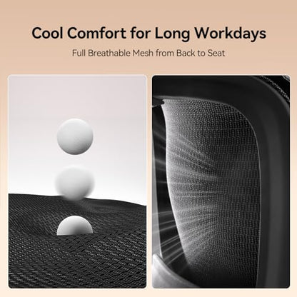 SIHOO B100 Office Chair, Comfy Ergonomic Office Chair, Computer Chair with Adaptive Lumbar Support & Wide Headrest, Flip-up Armrests, Swivel Desk Chair for Long Hours, Without Footrest, Black - color: Black