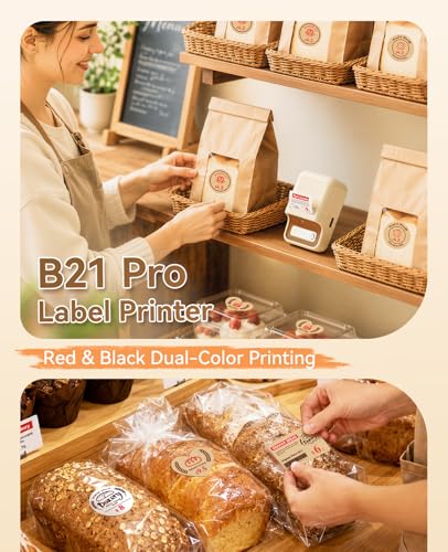 NIIMBOT B21 Pro Label Maker, 300DPI HD Label Printer Come with 3 Roll Label | Red&Black Dual-Color Printer, Bluetooth Sticker Maker for Notes, Study Graphics, Memo Maker - color: Printer+ 3 Tapes