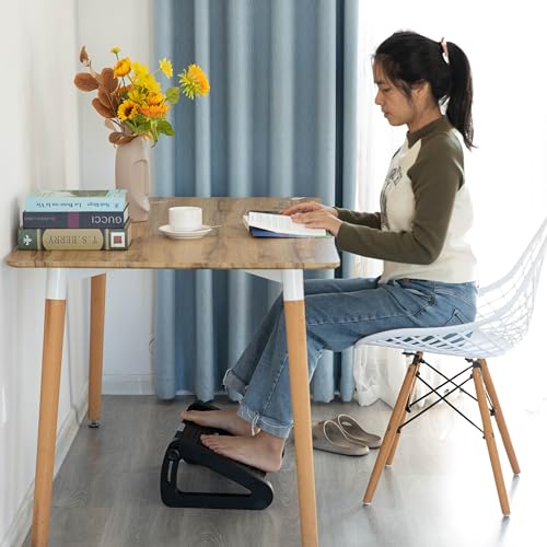 Black Triangular Footrest Massage Under Desk with Soothing Massage Points and Rollers, Adjustable Foot Stool Support with 6 Height Positions