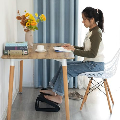 Black Triangular Footrest Massage Under Desk with Soothing Massage Points and Rollers, Adjustable Foot Stool Support with 6 Height Positions