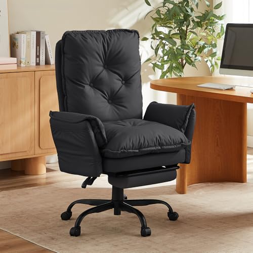 Bestier Big and Tall Reclining Office Chair with Reversible Armrests - color: Black Pu Leather