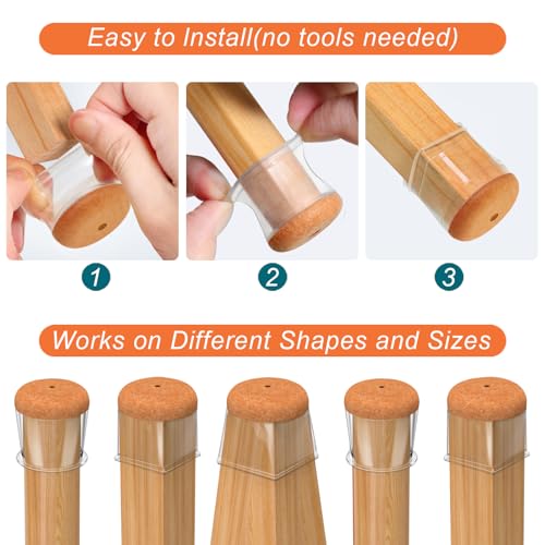 Chair Leg Floor Protectors, (Clear-24, Round-XS) - color: Clear-24, size: Round-XS