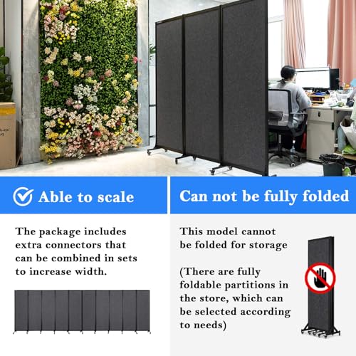 Room Partition 2.0 Upgrade Version,6'L* 6'7"H,3 Panel,Dark Grey - color: Dark Grey, size: 3