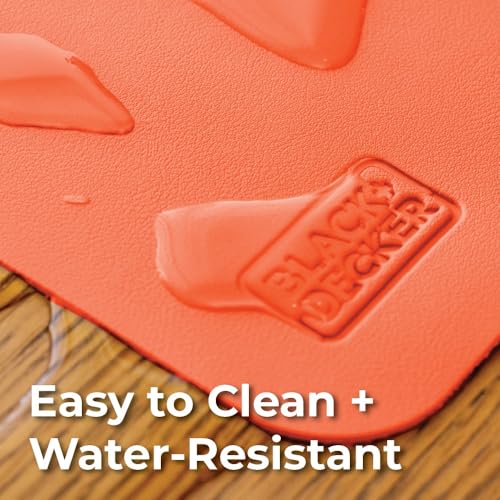 BLACK+DECKER Water-Resistant Nightstand Mat, 7.5" x 11" – Protects Nightstands from Liquids & Dirt, Travel-Ready, Stylish PU Leather Protector, Night Stand Covers, End Side Table Pad, Coffee Table Top