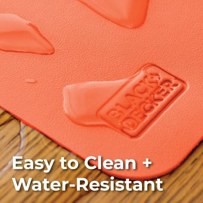 BLACK+DECKER Water-Resistant Nightstand Mat, 7.5" x 11" – Protects Nightstands from Liquids & Dirt, Travel-Ready, Stylish PU Leather Protector, Night Stand Covers, End Side Table Pad, Coffee Table Top