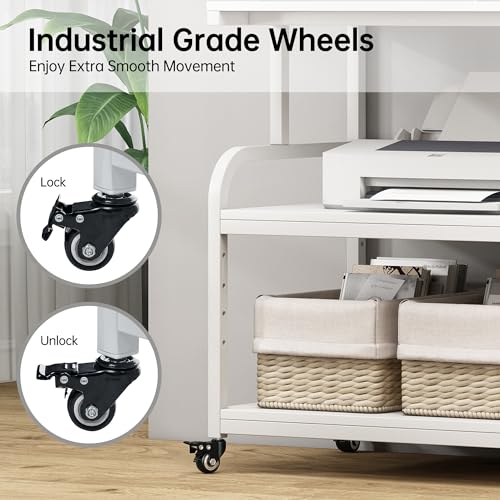 Fannova 32.3"x18.9"x32.1" Extra Large White Printer Stand with Storage - color: White, size: 32.3"W x 18.9"D x 32.1"H
