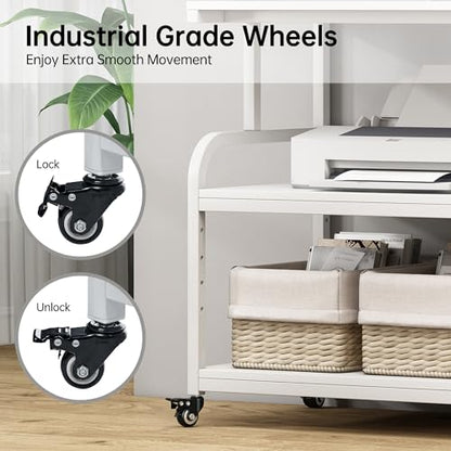 Fannova 32.3"x18.9"x32.1" Extra Large White Printer Stand with Storage - color: White, size: 32.3"W x 18.9"D x 32.1"H