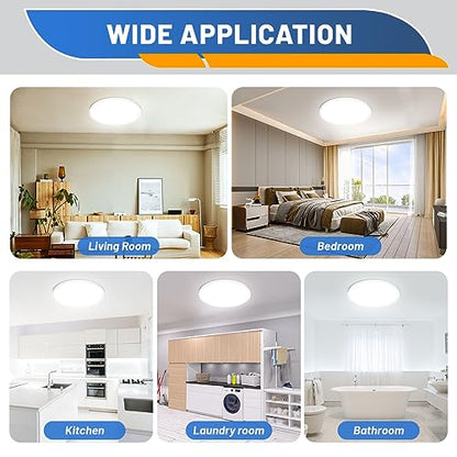 Allsmartlife 12 Inch LED Flush Mount Ceiling Light, 24W 3CCT 3000K/4000K/6500K Bathroom Ceiling Light Fixtures Round - color: White, size: 12inch 6-Pack