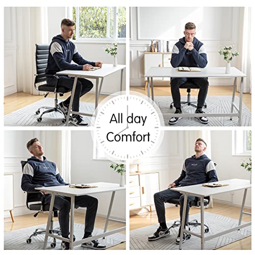 Home Office Chair Ribbed, Modern Leather Conference Room Chairs, Ergonomic Office Desk Chair, High Back Executive Computer Chair, Adjustable Swivel Chair with Arms (Black) - color: Black