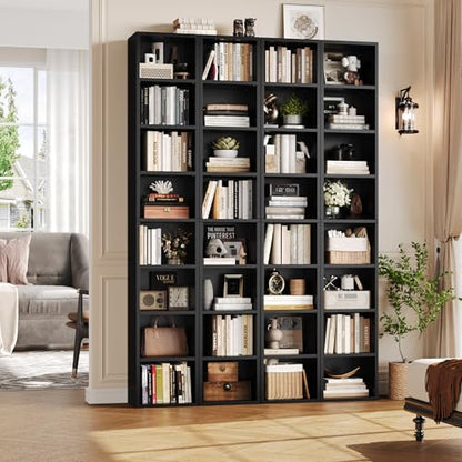 FOTOSOK Bookshelf Bookcase 8-Tier Narrow Bookshelf Tall CD Media Tower Rack | 11.6 X 9.3 X 70.9 Black Bookshelf, Tall Narrow Slim Skinny Display Bookcase with Cube Storage and 4 Adjustable Shelves - color: Black