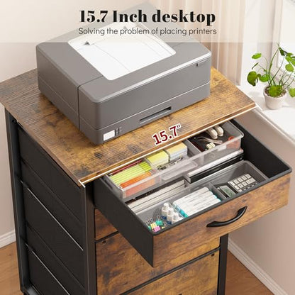 DurayLoly 4-Drawer Rolling File Cabinet Fits A4 Letter Size For Home Office | Printer Stand With Stable Frame, Large Capacity, Easy To Move And Assemble With Lockable Casters, Rustic Brown - color: Rustic Brown