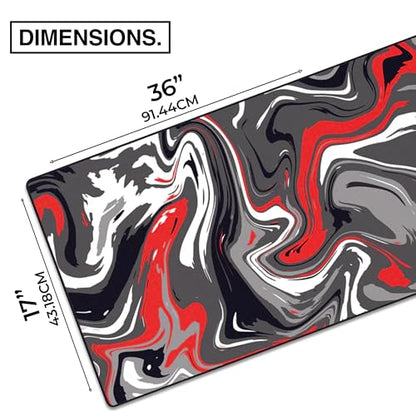 Red & Black Gaming Desk Pad, 36" x 17" Duraglyde Non-Slip Desk Mat | Strata, Durable Surface, Washable Fabric, Smooth Glide, Stable Grip, Large Keyboard and Mouse Pad for Everyday Use - color: Aeroglyde Red & Black, size: 36L x 17W inches