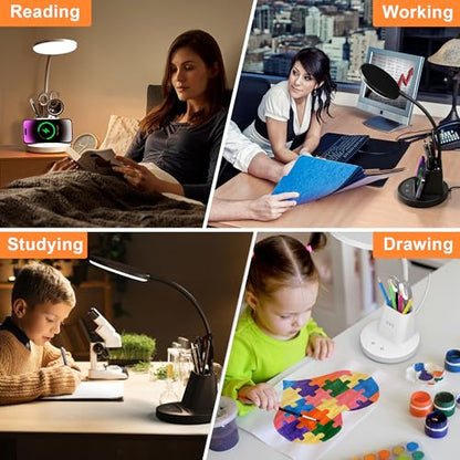 LED Desk Lamp with Wireless Charger for Home Office, Black - color: Matte Black
