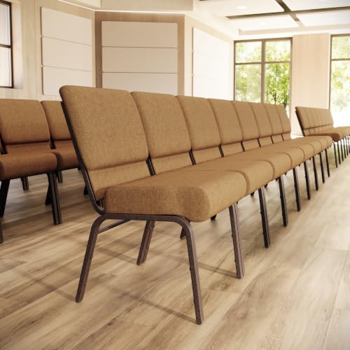Flash Furniture HERCULES Series 21''W Stacking Church Chair in Caramel Fabric - Copper Vein Frame - color: Caramel Fabric/Copper Vein Frame, size: Set of 1