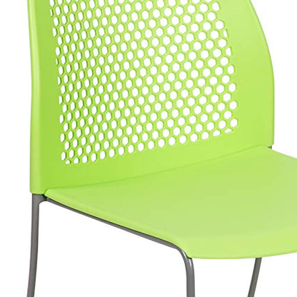 Flash Furniture Hercules Stack Chair with Air-Vent Back, Green | Sled Base, Powder Coated, 661 LBS. Weight Capacity - color: Green, size: Set of 1