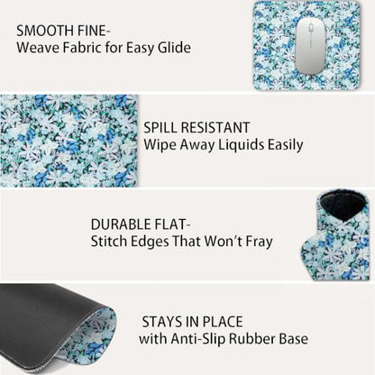 Mouse Pad for Desk with Stitched Edge, Premium Cute Washable Mouse Pads. Computer Mousepad with Non-Slip Rubber Base, Mousepads for Laptop, 9.25x7.75x0.12 inch (Indigo Blooms) - color: Indigo Blooms