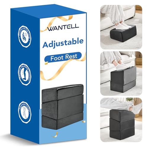 Foot Rest for Under Desk at Work, Adjustable Footrest for Office Chair & Gaming Chair,Ergonomic Footrest Pillow Desk Foot Stool with Washable Cover for Home, Airplane, Travel (Black)