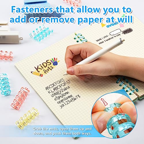 Mini 5-Hole Binding Machine - IMLIKE 5 Holes Binding Machine with 16 Loose-Leaf Binding Strips - Easy to Add or Remove Papers, 4 Sheets Capacity (A4/30 Holes, B5/26 Holes, A5/20 Holes) - Blue