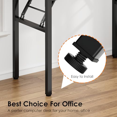 Need Office Computer Desk 35.8 Inch Sturdy Folding Laptop Table Black | Black Frame Writing Gaming Work Table/Foldable Home Office Desk/Sewing Table, No Assembly Required - color: Black & Black Frame, size: 35.8inch