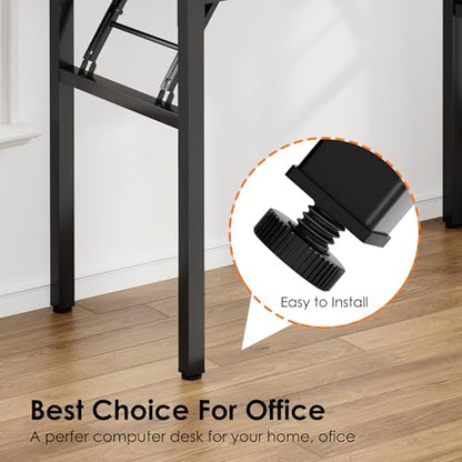 Need Office Computer Desk 35.8 Inch Sturdy Folding Laptop Table Black | Black Frame Writing Gaming Work Table/Foldable Home Office Desk/Sewing Table, No Assembly Required - color: Black & Black Frame, size: 35.8inch