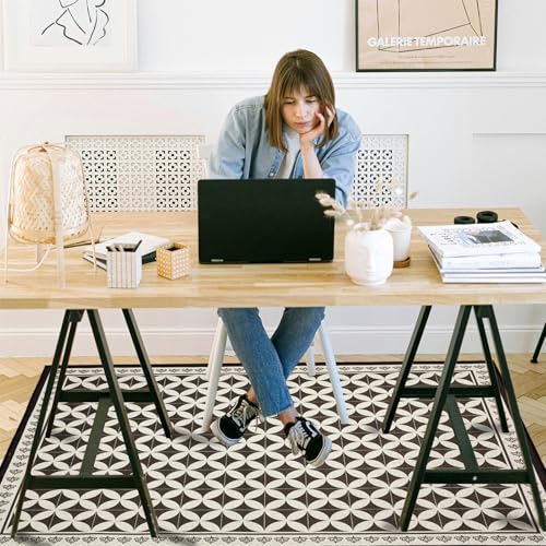 Office Chair Mat for Hardwood Floor, 48"x36" Easy Glide Computer Desk Mat Protector for Rolling Chair Under Desk Rug Nonslip Backing, Machine Wash (Modern) - color: White and Black, size: 36"x48"