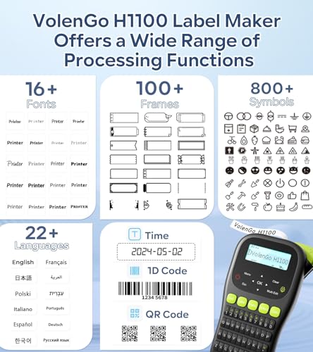 Label Maker Machine with Tape, Handheld Portable Wire Label Maker | Waterproof Labels 12mm Laminated, H1100 Labelmaker with Keyboard, Backlight & One-Touch Key, Industrial Electrical Office Use - color: Black, style: Label maker with Tape