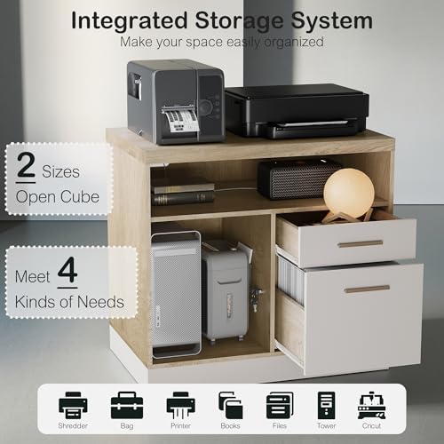 ModernMate Electric Standing Desk with 2-Drawer File Cabinet, Adjustable Height Executive Desk, Home Office Workstation with A Engineered Wood 1.18" Solid Desktop, Built-in Outlets, White Walnut - color: White Walnut
