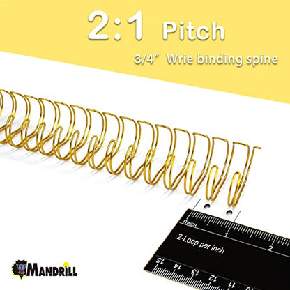 RAYSON 2:1 Pitch Wire Binding Spines, 21 Loop, 3/4", Multicolor, 50 Pack | 2:1 Pitch Binding Wire | Double Loop Wire | 185 Sheet Binding | Letter Size | Black, Gold, Blue, White, Silver 50 Pack - size: 3/4 inch