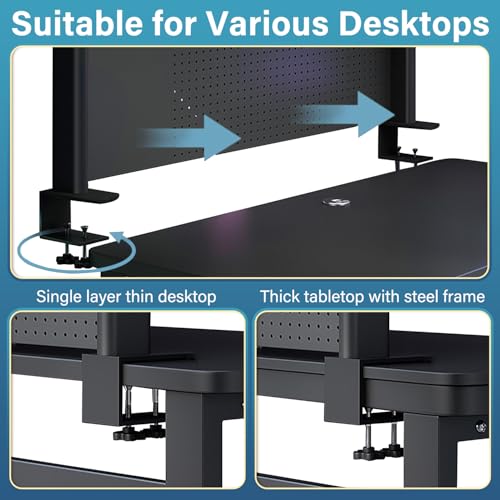 Clamp on Desk Organizer Shelf with Pegboard,Black,39.4in - size: 39.4in
