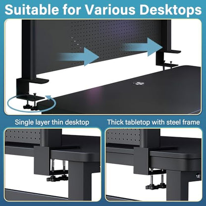 Clamp on Desk Organizer Shelf with Pegboard,Black,39.4in - size: 39.4in