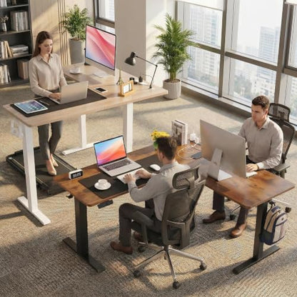63 Inch Reversible L Shaped Standing Desk with Power Outlets, Black - color: Black, size: 63×55'' with Outlet