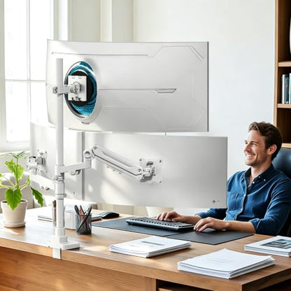 PUTORSEN Triple Monitor Mount, Up to 49 Inches, Holds 44 lbs - color: White