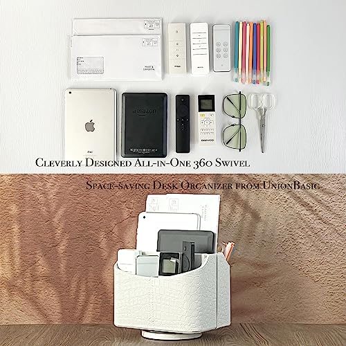 UnionBasic Rotating Desk Organizer, 360 Desk Spinning Caddy, Desktop TV Guide/Mail/Media/Remote Controller Holder Organizer, Crocodile White - color: Crocodile White