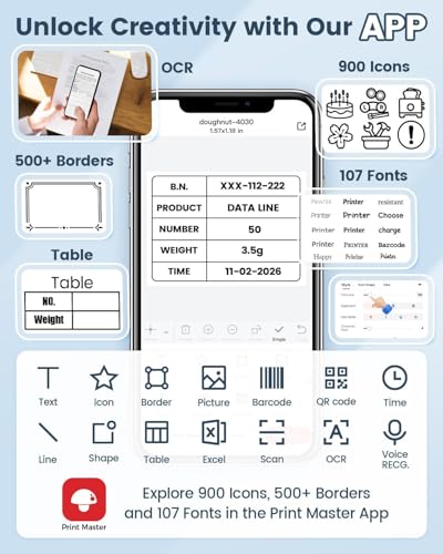 Phomemo M108 Label Maker with 2 Rolls Label Tape