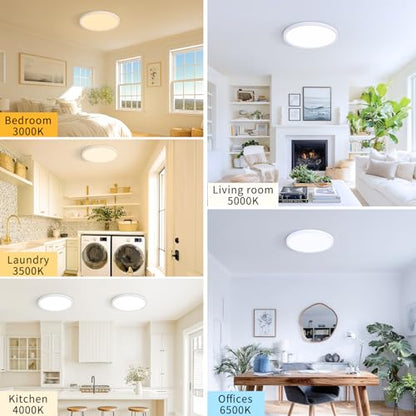 6 Pack 11.4 Inch LED Flush Mount Ceiling Light, ETL,24W, 2427LM | 3000K/3500K/4000K/5000K/6500K CCT Selectable, 0.66in Ultra Thin Round Flat Panel Ceiling Light Fixture for Bedroom, Kitchen - color: White, size: 11.4"-6pk
