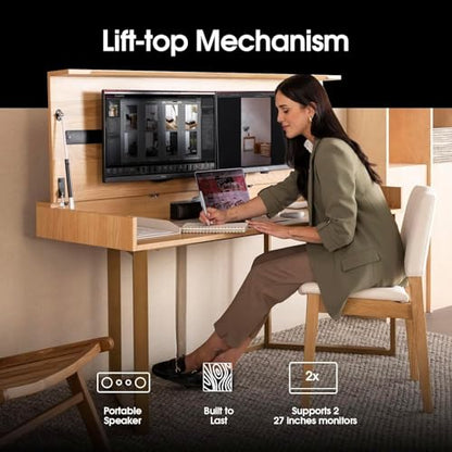 Transformer Table to Desk, Natural | Simple Modern, Home Office Desk with Storage, Folding Desk into Dining Table, Multiuse Dining Table and Gaming Desk - color: Natural